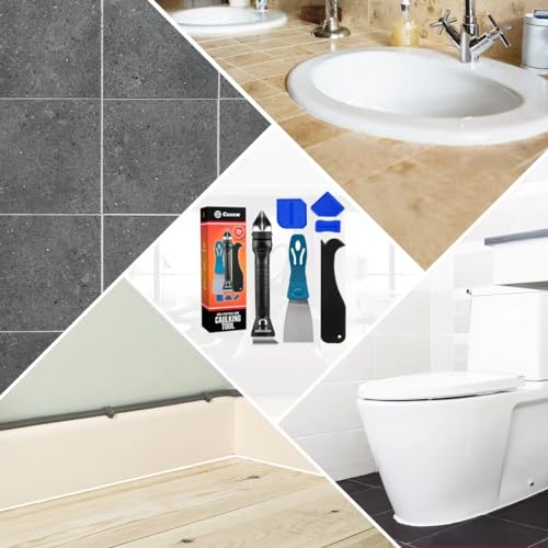 Silicone Caulking Tool Kit, Caulk Remover Tool, Putty Knife Scraper, 3 Glass Glue Corner Scrapers, Grout Removal Tool with Stainless Steel Head for Kitchen Bathroom and Window - style: Caulk Remover Tool
