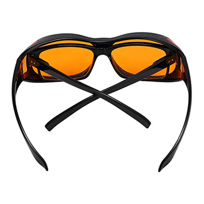 Eyekepper 100% Blue Light Reduction,Fitover Anti-Blue Blocking Computer Glasses with Extra Amber Lens - color: 1804-black-100% Blue Light Blocking