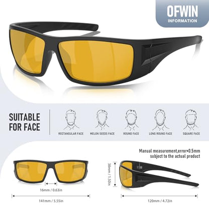 Polarized Sports Sunglasses for Men Women Unbreakable Frame Cycling Fishing Wrap Around Sunglasses UV400 Protection - color: 1-black Frame/Brown Lens