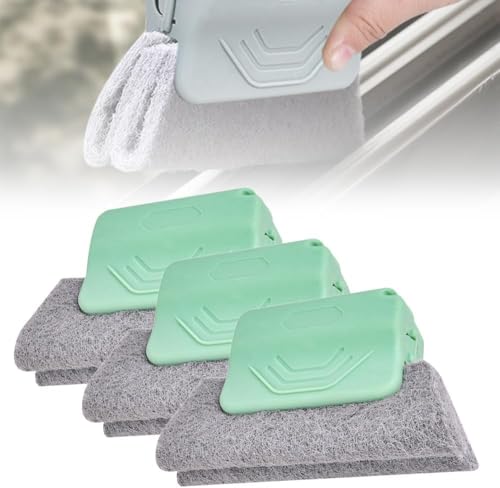Magic Window Track Cleaner, Window Groove Cleaning Brush Tools Set, Multipurpose Cleaning Brush for Sliding Door Tracks, Tile Grout Lines, Shutter Slats, Car AC Vents, and Narrow Gaps (Green-3pcs) - color: Green-3pcs