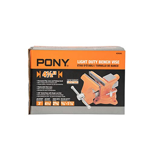 Pony Tools 24545 4-1/2in. Light Duty Bench Vise with Swivel Base, Orange