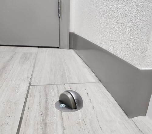 Commercial Residential Dome Floor Stop Door Stop, Metal Alloy, Floor Mount Door Stopper, Door and Wall Protection, Satin Chrome & Matt Black Finishes (Chrome, High) - size: High
