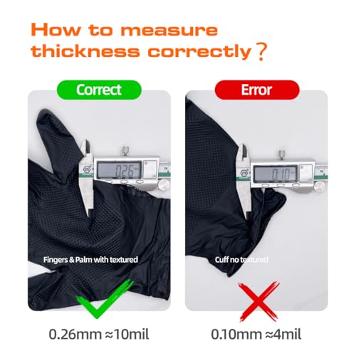ANBOSON 10 Mil Nitrile Disposable Gloves Heavy Duty Mechanic Gloves Raised Diamond Texture Thick (Black of 1000, X-Large) - color: Black of 1000, size: X-Large