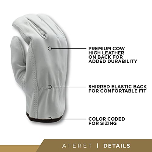 Heavy Duty Durable Cowhide Leather Driver Work Gloves for Truck Driving - size: Small