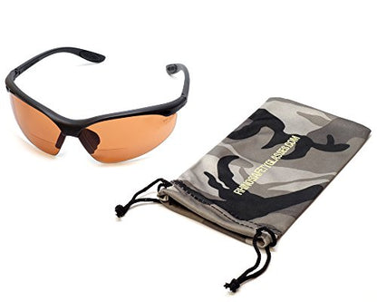 Calabria Rhino R91348 Anti Fog Bifocal Reading Safety Glasses Readers Wrap Around Eye Protection Eyewear w/Camouflage Pouch - color: Copper, size: 2.50