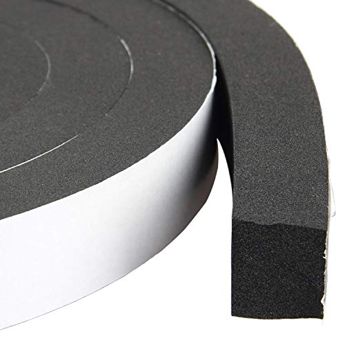 High Density Foam Tape - 1" x 3/4" x 13Ft Weatherproof Adhesive Prevent Condensation Heat Resistant Flame Retardant Weather Stripping Easy to Cut & Install & Remove for Car Doors Pipes Windows - color: White, size: 1" X 3/4" X 13Ft