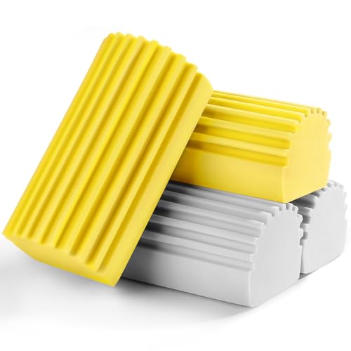 Jeymei 4-Pack Damp Clean Duster Sponge, Sponge Cleaning Brush, Duster for Cleaning Blinds, Glass, Baseboards, Vents, Railings, Mirrors, Window Track Grooves and Faucets, Gray and Yellow - color: Gray/Yellow, size: 4