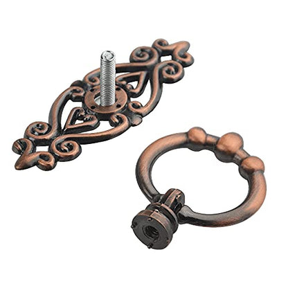 WMYCONGCONG 10 PCS Vintage Drop Ring Drawer Pulls Handles 2.52" x 1.65" Antique Bronze Dresser Ring Pulls for Furniture Hardware Cupboard Dresser Wooden Case Box