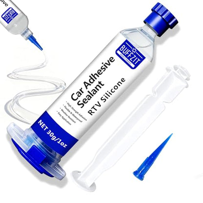 Silicone Sealant RTV 100% Silicone Waterproof Sealant – All-Purpose Caulk for Car, Kitchen, Window, Bathroom, Door – High Strength, Anti-Shrink & Crack (Clear, 30g/1oz) - color: Clear
