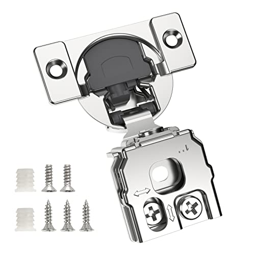 Chibery 2 Pack 1" Overlay 3D Soft Close Concealed Hinge for Face Frame Door, Smooth Slow Self Closing Hinges, Satin Nickel, Hidden 105° Open Angle Stainless Steel Hinge for Kitchen Cabinet Door - color: 2 Pack, size: 1 Inch Overlay