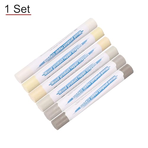HARFINGTON Wood Filler Sticks 6 Colors Wooden Wax Touch Up Furniture Repair Crayons for Yellow Maple, Gray, Light Cloth, Khaki, Warm White, Warm White Small Embossed - color: Warm White Series