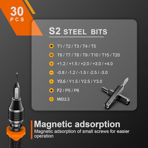 JOREST 40Pcs Small Precision Screwdriver Set (S2 Steel), Magnetic Screwdriver Set with Torx T5 T6 T8, Mini Repair Tool Kit for Macbook, Computer, Laptop, iPhone, PS4 PS5, Xbox, Switch, Glasses, Watch - style: 40 in 1 S2