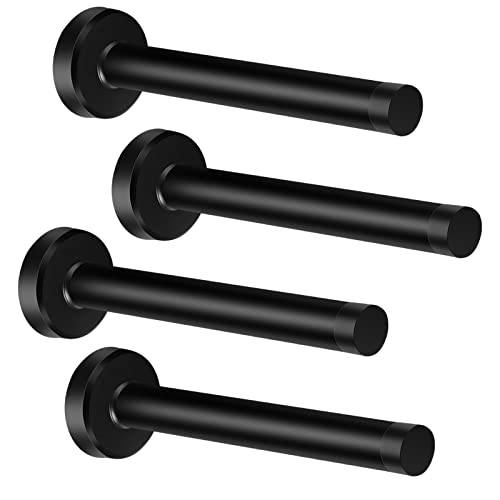 Door Stoppers, 5 Inch Long Door Stop, Wall Mounted, Stainless Steel Doorstops Bumper with Rubber Tips, Modern Door Stop Door Holder Protection Sound Dampening, Matte Black, 4 Pack - color: Black, size: 5 Inch x 4Pack