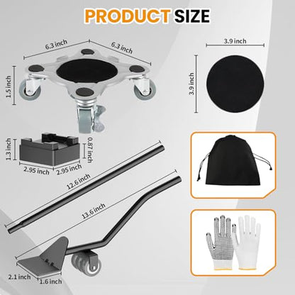 Furniture Dolly, Carbon Steel Panel Furniture Movers with 5 Wheels, Locking 360° Swivel Rubber Casters, Furniture Lifter, Heavy Duty Furniture Sliders, Dolly Kit for Moving Furniture, 3300LBS - color: Gray Wheel
