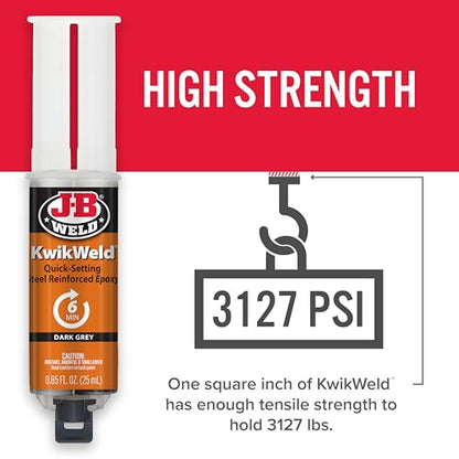 J-B Weld 50176 KwikWeld Steel Reinforced Epoxy Syringe - Dark Grey - 25 ml,Black - size: 25ml