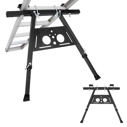 Ladder Stabilizer withstands 300 LBS Weight Rating, Extension Ladder Stabilizer Adjustable Legs, Built-in Tool Tray, Anti-Slip Rubber Pads– Ideal for Roofing and Gutter Work (24.6-29.5 Inch)
