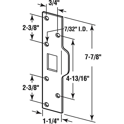 Prime-Line U 9476 Maximum Security Latch Strike, 1-1/4 In. x 7-7/8 In., Steel, Chrome Plated (Single Pack) - size: 1 Count (Pack of 1)