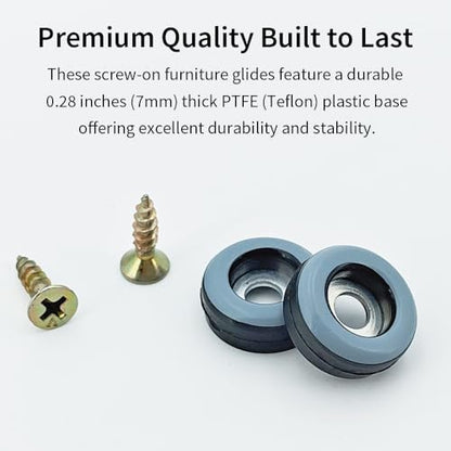 12pcs Screw on Furniture Glides 0.75 Inch (19mm) Diameter PTFE Teflon Chair Leg Floor Protectors Heavy Duty Furniture Sliders Pads Table Foot Gliders for Hardwood Carpet and Tile Floors - size: 0.75 inch(19mm)