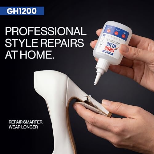 GH1200 20g Shoe Glue Heavy Duty with Brush Applicator & Nozzle, Shoe Glue Sole Repair, Fixes Sneakers, High Heels, Crocs & More, can Bear Extreme Conditions - style: 20g Shoe Glue Brush & Nozzle