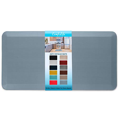 ComfiLife Anti Fatigue Floor Mat – 3/4 Inch Thick Perfect Kitchen Mat, Standing Desk Mat – Comfort at Home, Office, Garage – Durable – Stain Resistant – Non-Slip Bottom (24" x 70", Denim) - color: Denim, size: 24" x 70"