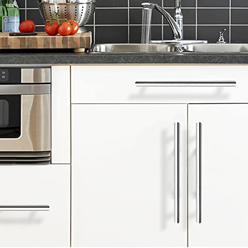 Probrico 5 Pack | 5 Inch Polished Chrome Cabinet Pulls Stainless Steel Kitchen Cabinet Handles, Round T Bar Cupboard Furniture Hardware, Drawer Dresser Pulls Handles - color: Polished Chrome, size: hole center 5"