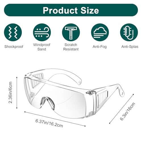 Kifmurase 20Pcs Bulk Clear Safety Glasses, Over Eyeglasses, Lightweight Protective Eyewear, Safety Goggles Eye Protection, Certified Wrap-Around Eye Protection for Lab, Construction, Nurses,