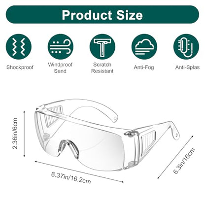Kifmurase 20Pcs Bulk Clear Safety Glasses, Over Eyeglasses, Lightweight Protective Eyewear, Safety Goggles Eye Protection, Certified Wrap-Around Eye Protection for Lab, Construction, Nurses,