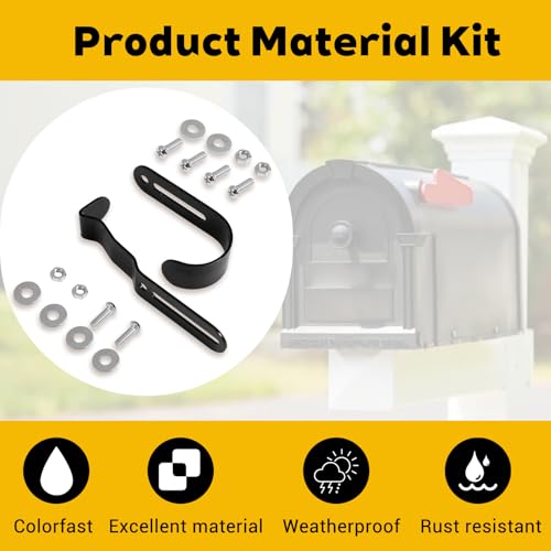 Mailbox Handle Replacement, Thickened Metal Mailbox Door Replacement Parts with Anti-Loosening Nuts & Washers for Secure Repair, Easy Installation, Black