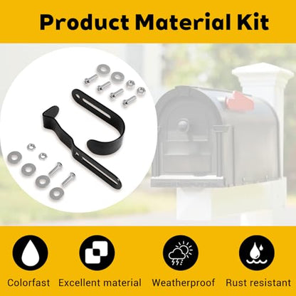 Mailbox Handle Replacement, Thickened Metal Mailbox Door Replacement Parts with Anti-Loosening Nuts & Washers for Secure Repair, Easy Installation, Black