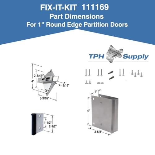 Bathroom Stall Door Latch Repair Kit – Converts Concealed Latch to Slide Latch | Fits 1” Round Edge Outswing Doors | Commercial Restroom Hardware Fix-It Kit - 111169