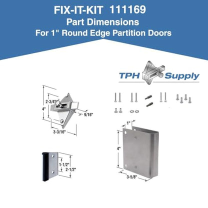 Bathroom Stall Door Latch Repair Kit – Converts Concealed Latch to Slide Latch | Fits 1” Round Edge Outswing Doors | Commercial Restroom Hardware Fix-It Kit - 111169