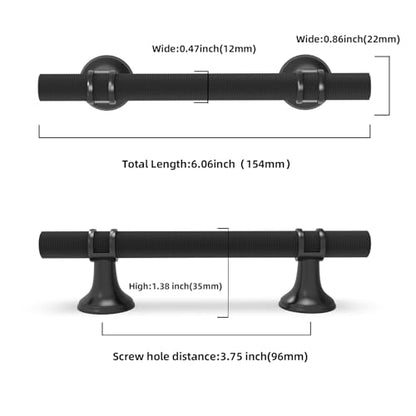 10 Pack 3-3/4 Inch Cabinet Pulls knurled Matte Black Kitchen Cabinet Handles Aluminum and Zinc Alloy Drawer Pulls Solid Cabinet Hardware - color: Matte Black Knurled, size: 3-3/4'' Hole Center(96mm)