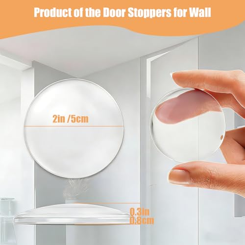 Door Stopper Wall Protector, Door Stoppers for Wall Self Adhesive 6Pack 2", Quiet Door Bumpers for Wall Clear, Strongest Door Handle Stopper, Guard Door Bumper Silencer