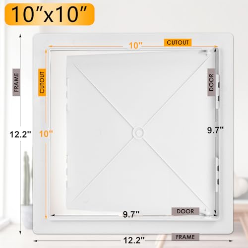Suteck Plumbing Access Panel for Drywall Ceiling 10 x 10 Inch Reinforced Plastic Wall Access Doors Removable Hinged White - size: 10x10inch