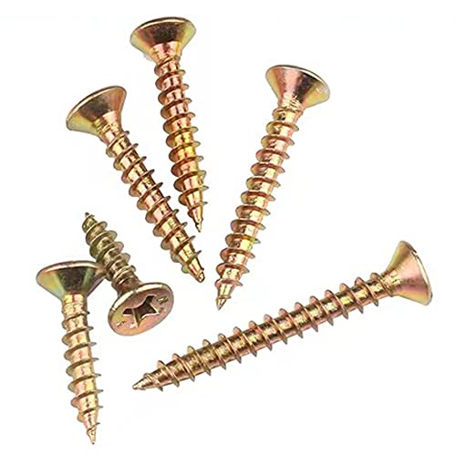 M3.5 M4 M5 Flat Head Wood Screws Assortment Kit 260 Pcs,Phillips Drive Countersunk Flat Head Self-Tapping Wood Screws,Yellow Zinc Plated Finish Screw Kit,Screws for Metal,Full Thread Screw Set - style: M3.5M4M5 260PCS