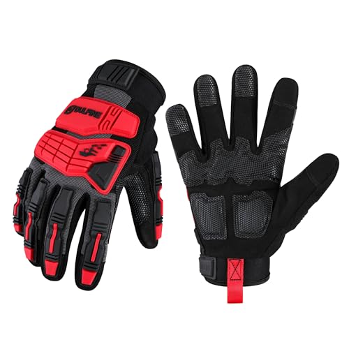 DULFINE Impact-Resistant Work Gloves Men, Heavy Duty Mechanic Gloves,Touch Screen,Ideal for Construction,Forestry, Oil Rig Drilling,Mechanic - color: Impact Resistant, size: Medium