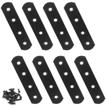 Jiozermi 8 Pcs Straight Brace, Flat Brace 3.9” x 0.8”, Stainless Steel Straight Bracket, Mending Joining Plates for Wood, Board, Bed Frame, Furniture & Shelves, Matte Black - size: Black, 3.9” x 0.8”, 8 Pcs