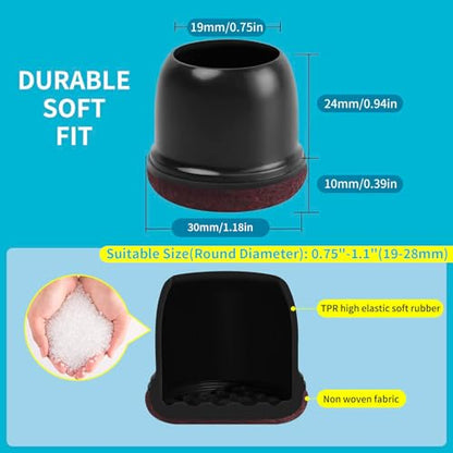 Small Chair Leg Floor Protectors, 16PCS Silicone Chair Leg Caps, Felt Chair Leg Pads for Hardwood Floors, Round Metal Barstool Leg Floor Protectors, Anti-Scratches & Noice(Black,Fit:0.75"-1.1") - size: M-16PCS-(Fit:0.75-1.1 inch)-Black