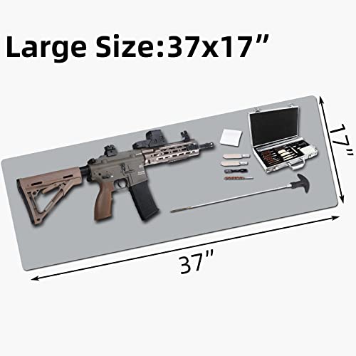 Large Gun Gleaning Mat for Pistol Rifle Shotgun, Oil-Resistant Gun Cleaning Pad, Non-Slip Waterproof Leather Workbench Mat Desk Pad for Gun Maintenance - color: Gray, style: 37"x17"