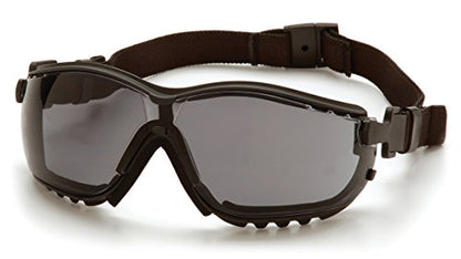 Pyramex V2G Safety Glasses, Black Frame/Amber Anti-Fog Lens - color: Black Frame/Gray Anti-fog Lens