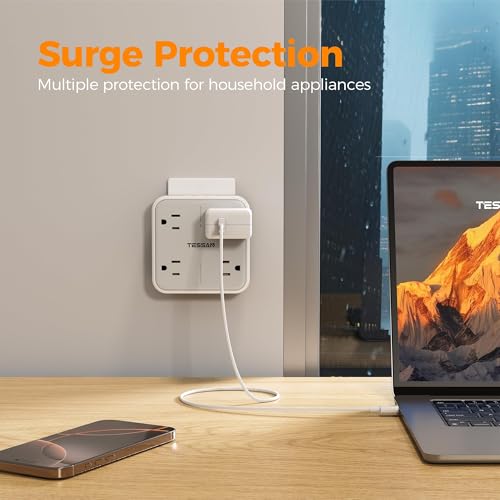 TESSAN Multi Plug Outlet Extender, Surge Protector Splitter with 3 USB (1 USB C Port) Wall Charger, Multiple Expander for Travel, Home, College Dorm Room - style: 1 USB C