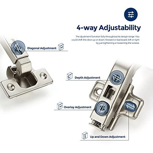 Ravinte 1 Pair 2 Pack Kitchen Cabinet Hinges, 135 Degree Kitchen Door Hinges Compatible with Lazy Susan Corner Cupboard，Full Overlay Face Frame Concealed Corner Cabinet Hardware - size: 135 Degree