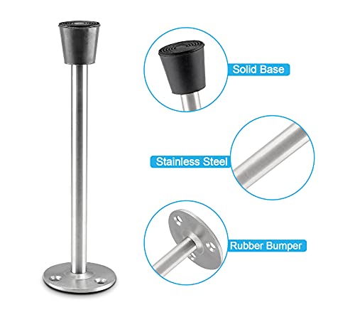 2 Pack Stainless Steel Heavy Duty Door Stop 6" Wall Mounted Door Stopper with Rubber Tip Design Mute for Wall and Door Protection, 6.29" / 160mm - size: 6.3"/160mm