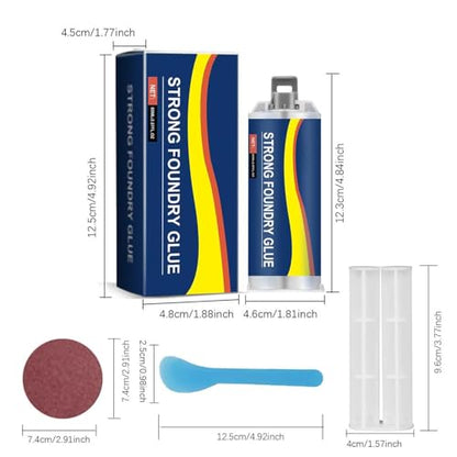 2pcs Strong Foundry Glue for Metal Enhanced Casting Glue Metal Repair G-LUE Heavy Duty for Me-tal Plastic Ceramic Wood Bonds Steel Aluminum