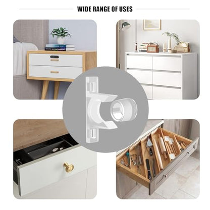 KIBBEH 8 Sets False Front Cabinet Clips Kitchen Cabinet Doors Replacement for Drawer Repair Kit Sink Clips for Sink Drawer Tip Out Tray Kit with Matching Screwdriver