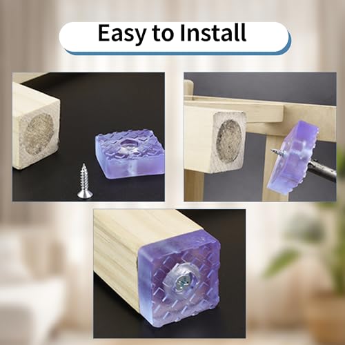 Alise 12Pcs Square Rubber Furniture Pads,Rubber Feet Sliders Carpet Saver Hardwood Floor Protectors Surface Protection for Chair Table Sofa Couch Leg Caps Non Slip Furniture Grippers,Blue,1''x1'' - color: Clear-blue