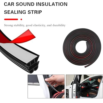 Mandark Car Door Seal Strip, Rubber 3 Layers Vehicle Weather Stripping, 52.5ft 6 Holes Soundproof Self Adhesive Automotive Sealing Strip Accessories, Universal for SUV, Truck, RV - size: 3 Layers/52.5FT
