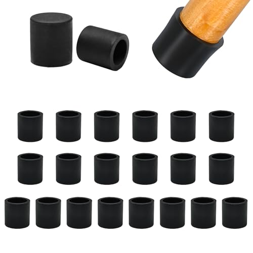 EASYEAH 5/8" (14.7mm) Silicone Chair Leg Floor Protectors, Rubber Chair Leg Caps, Non-Slip Furniture Pads Round Chair Feet Covers End Caps for Hardwood Floors, Patio & Table Foots, Black (20PCS) - size: Fit:0.59"-0.62"