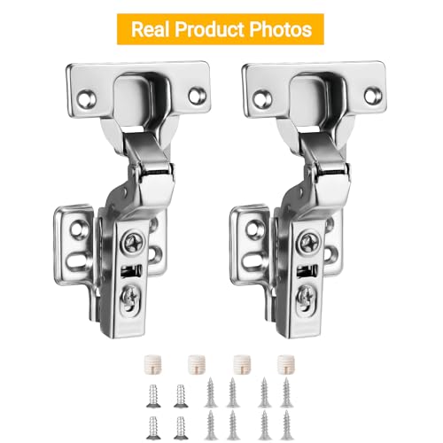 10pcs Inset Cabinet Hinge Frameless Concealed Door Hinges European Soft Closing Four-Hole Mounting Plate Hinges Nickel Plated Finish - color: Inset, size: 5 Pairs