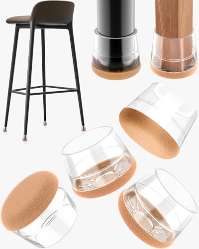 24-Pack Silicone Chair Leg Floor Protectors for Hardwood Floors -Felt Furniture Pads, Rubber Chair Leg Covers/Caps - No Noise & Scratch-Proof - Round Large (Fits 1 5/16"-1 7/16" / 32-36mm), Clear - color: Clear, size: Round L (Fit 32–36mm)